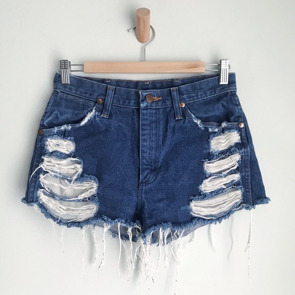 Wrangler Pants - Vintage WRANGLER High-Rise Distressed Denim Shorts